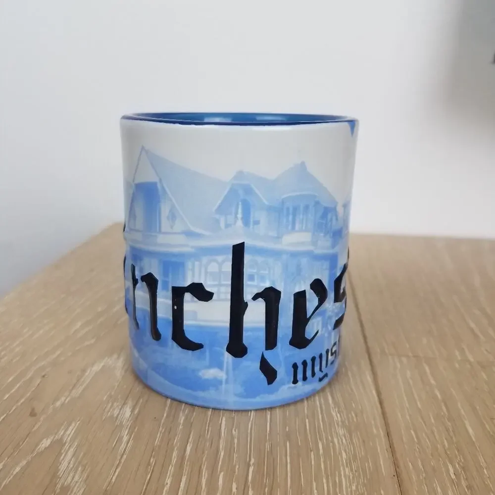 Winchester Mystery House Mug Blue White Cup